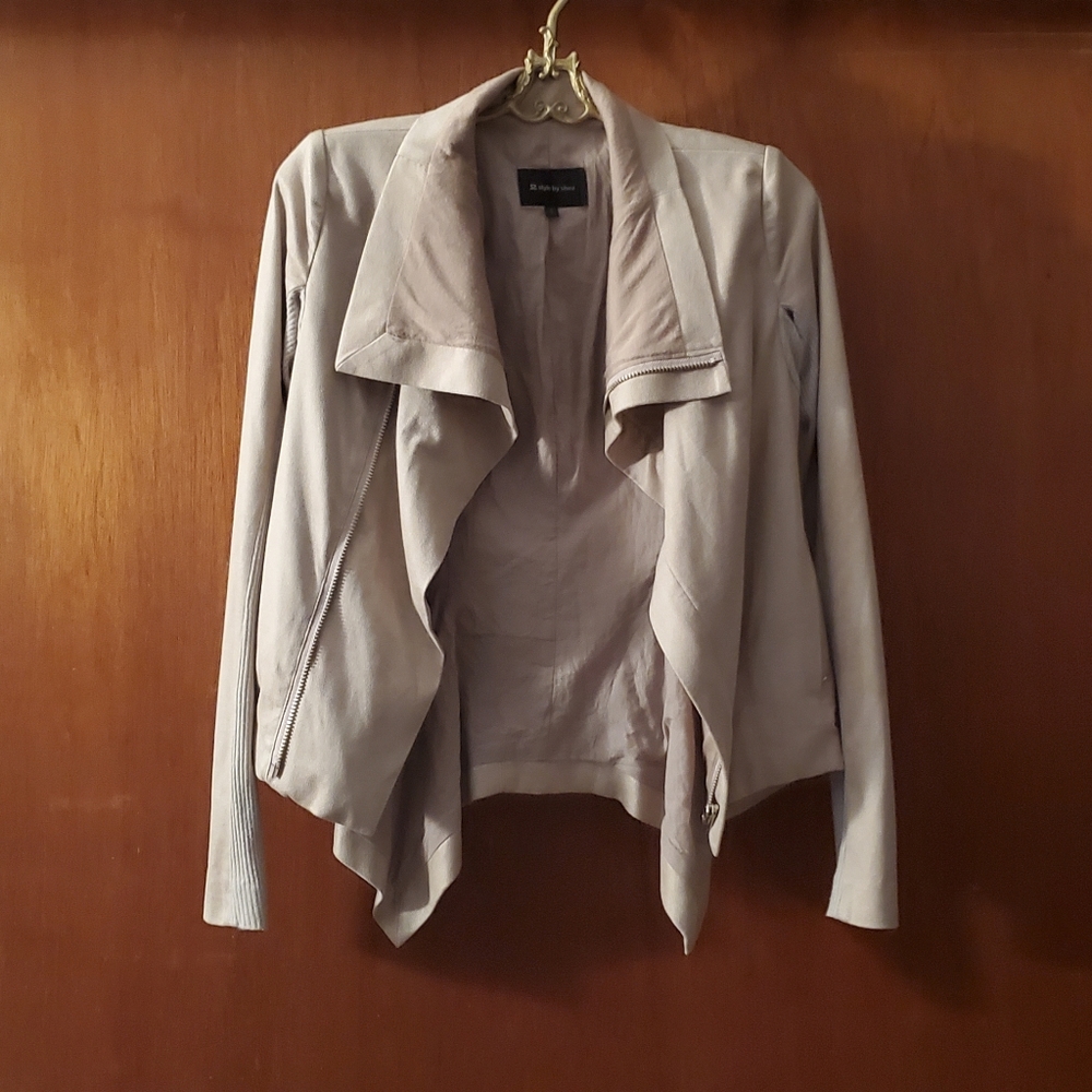 Beige suede-like zip up jacket
